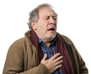 PNG Man suffering from shortness of breath adult white background portrait.