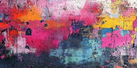 Obraz premium Urban graffiti background with vibrant street art and colorful tags, perfect for edgy designs