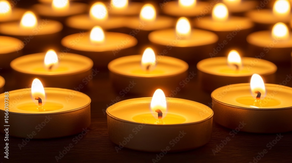 Poster soft glow of candles in a dimly lit setting