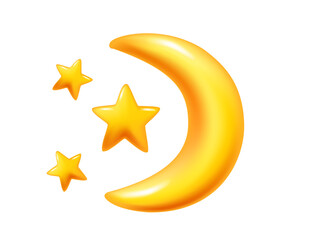 Crescent moon with stars, symbolizing night, sleep, or dreams. Great for nighttime, bedtime, or peaceful illustrations. Vector illustration isolated on white background