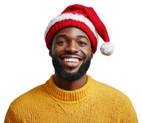 PNG African man happy christmas sweater.