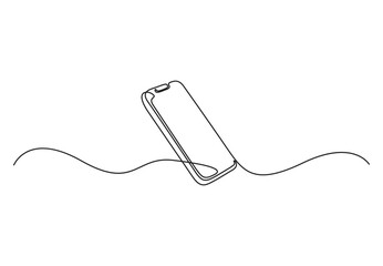 Continuous single line drawing of smartphone. Phone icon. Vector illustration.