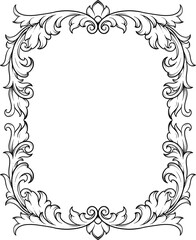 Vintage frame border leaf floral ornament engraving retro