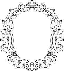 Vintage frame border leaf floral ornament engraving retro