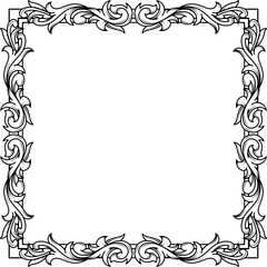 Vintage frame border leaf floral ornament engraving retro
