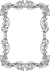 Vintage frame border leaf floral ornament engraving retro