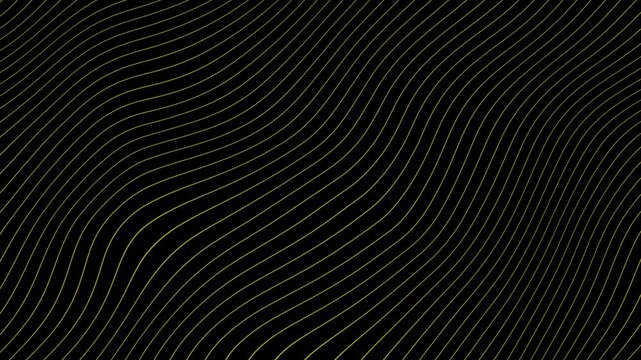 Abstract Wavy Lines on Black Background: A minimalist and modern design with thin, wavy lines in gold color creating a dynamic pattern against a black background.