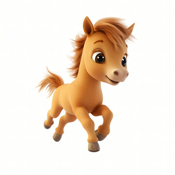 recommend clip art: A cute running horse cartoon isolated on white background