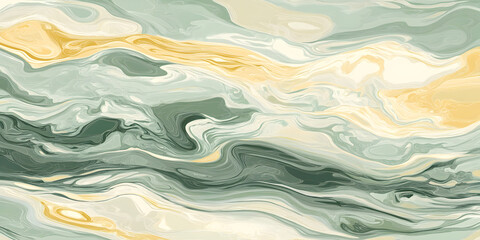 Obraz premium Liquid Dreamscape: Sage Green and Gold Abstract Marble Texture 
