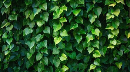 Hanging Leaves. Jungle Vine Plant Bush with Ivy Foliage Climbing Creeper