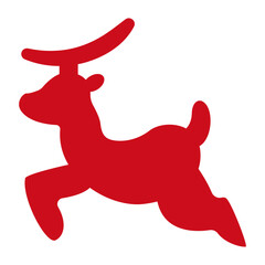Christmas reindeer vector red icon isolated on a white background.