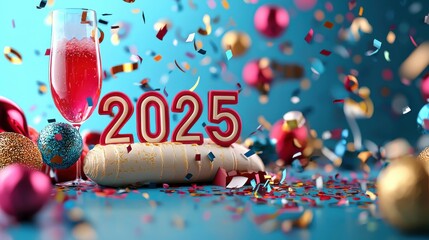 Celebrate the arrival of 2025 with festive decorations sparkling drinks and joyful moments