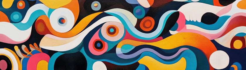 Fototapeta premium Frontal view, vibrant abstract art, health and wellness symbols intertwined, dynamic colorful movement, inspiring and uplifting energy visual