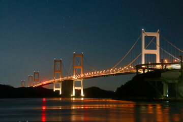しまなみ海道・来島海峡第一大橋・夜景（愛媛県・今治市）