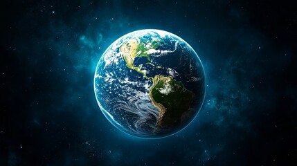 Naklejka premium Earth Planet Space Galaxy Stars Blue Background Image