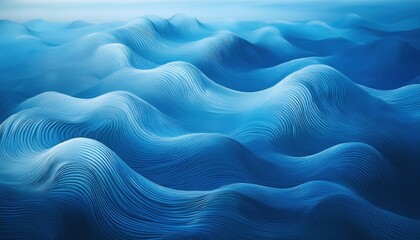 Obraz premium Abstract Flowing Ocean Waves in Shades of Blue. Soft, Layered Curves and Rippling Lines Mimic the Tranquil Movement of Water, Perfect for Wellness, Meditation, and Serene Nature Themed Background