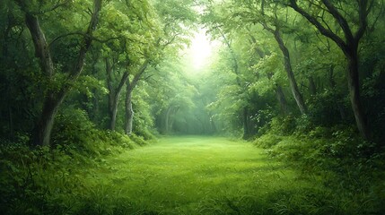 Obraz premium Explore the tranquil beauty of lush green forests and their serene atmosphere