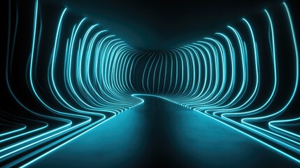 Obraz premium Abstract Neon Tunnel with Glowing Lines