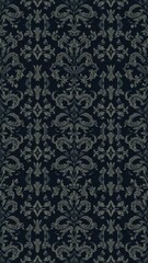 Elegant damask seamless pattern in rich jewel tones with floral motifs, regal, classic