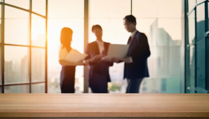 Fototapeta premium Business worker people concept at office workplace blur background with nature light.Generative AI