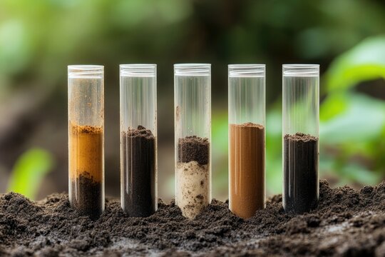 Test tubes containing dirt and sediment