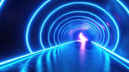 Futuristic Neon Tunnel with Light Effects