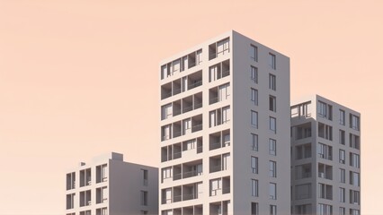 Fototapeta premium generative ai, Minimalist Modern Architecture Against Pastel Sky
