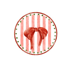 Christmas vintage print. Hand drawn retro frame with bow, ribbon, garland. Holidays illustration for postcards, baby posters, nursery wall art, kids print, card design