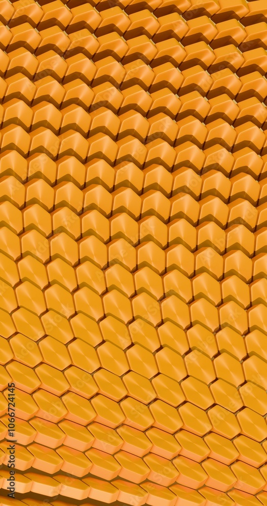 Poster Abstract 3D Hexagonal Gold Pattern with Reflective Texture