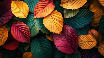 Fototapeta premium Vibrant Autumn Leaves in Vivid Colors