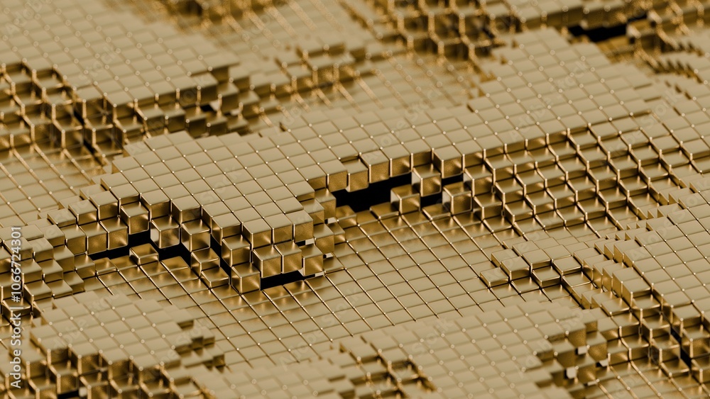 Poster Abstract 3D Gold Cube Surface with Depth