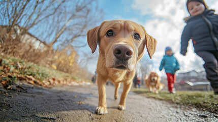 フィッシュアイレンズで見た愛犬
