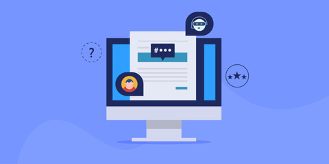 AI chatbot support ticketing system for customer service, e-business software solution conceptual vector illustration.