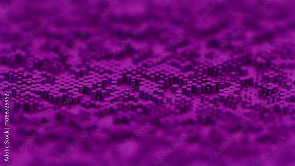 Aufkleber Abstract 3D Landscape with Purple Hexagonal Columns