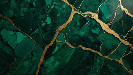 Obraz premium Detailed Green Marble with Gold and Emerald Accents | Luxurious Stone, Rich Texture