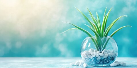 Green Plant in Glass Vase.