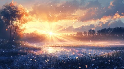 Fototapeta premium Photographers capturing the beauty of seasonal light variations, from soft winter glows to bright summer rays. Illustrations