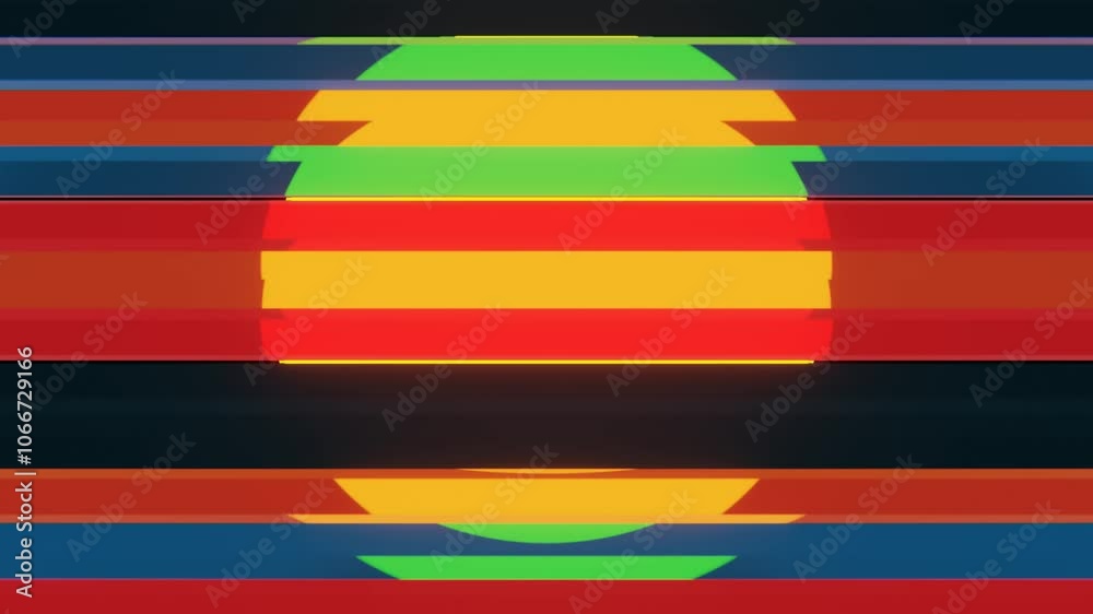 Poster geometric abstract sunset with colorful horizontal stripes