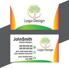 Fresh and Vibrant Business Card Design in White, Orange, and Green