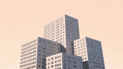 Obraz premium Generative AI, Minimalist Modern Architecture Against Pastel Sky