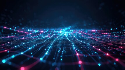 Obraz premium Vibrant Digital Landscape with Colorful Lights