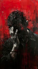 Abstract Portrait of Anguish: A Contemporary Oil Painting