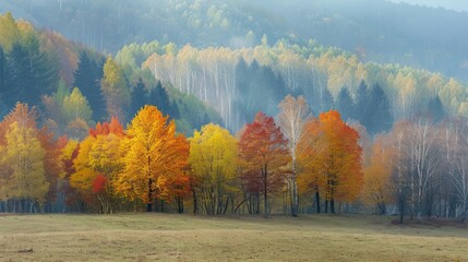 Seasonal light variations transforming landscapes, creating unique atmospheres in nature photography. Illustrations