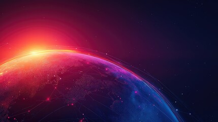 Obraz premium Vibrant Earth at Dawn Over a Cosmic Background