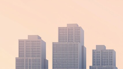 Fototapeta premium Generative AI, Minimalist Modern Architecture Against Pastel Sky