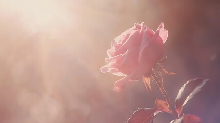 Delicate Pink Rose in Soft Sunlight