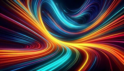 Fototapeta premium mesmerizing psychedelic background with neon light trails that twist and turn across