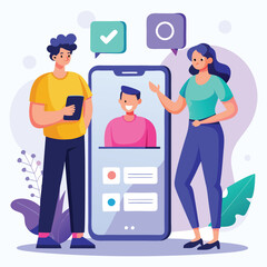 digital illustration featuring two people standing