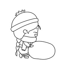 A girl is holding a large snowball