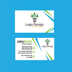 Fresh and Modern: White, Indigo, and Green Business Card Design for a Vibrant Professional Look